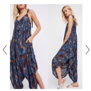 Free People El Porto Printed Harem Romper Jumpsuit